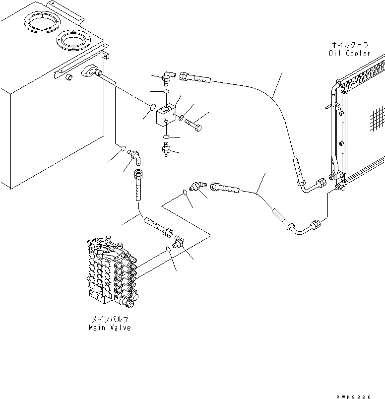 Схема запчастей Komatsu PC150-6K - МАСЛООХЛАДИТЕЛЬ ЛИНИЯ(№K-K9) ГИДРАВЛИКА