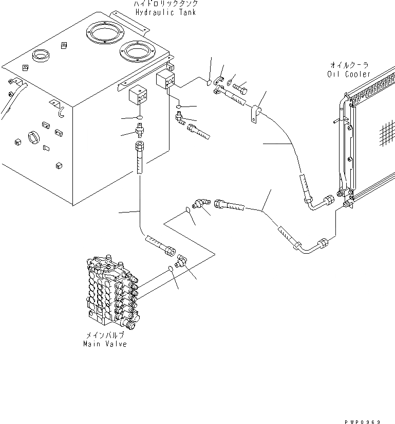 Схема запчастей Komatsu PC150-6K - МАСЛООХЛАДИТЕЛЬ ЛИНИЯ(№K-) ГИДРАВЛИКА