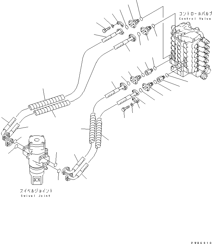 Схема запчастей Komatsu PC150-6K - ЛИНИЯ ХОДА(№K-K999) ГИДРАВЛИКА