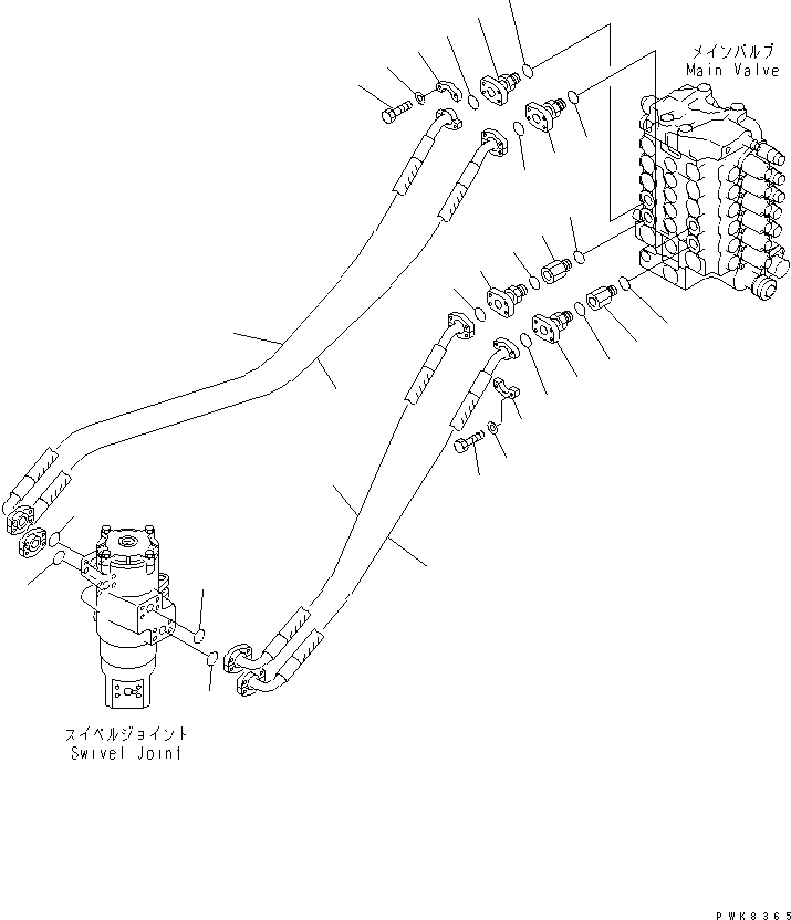 Схема запчастей Komatsu PC150-6K - ЛИНИЯ ХОДА(№K-) ГИДРАВЛИКА