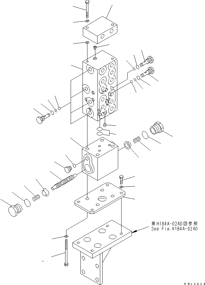 Схема запчастей Komatsu PC150-6K - РАСПРЕД. И УРОВНИТЕЛЬН. КЛАПАНА(№K-K999) ГИДРАВЛИКА