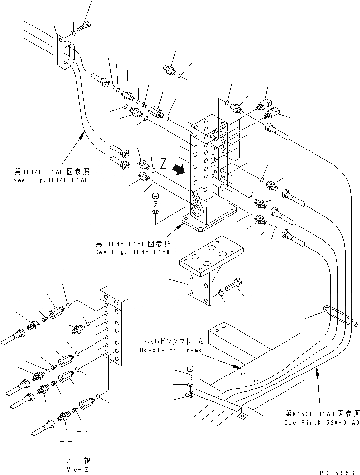 Схема запчастей Komatsu PC150-6K - РАСПРЕДЕЛИТ. КЛАПАН (СОЕДИНИТЕЛЬН. ЧАСТИ)(№K-K) ГИДРАВЛИКА