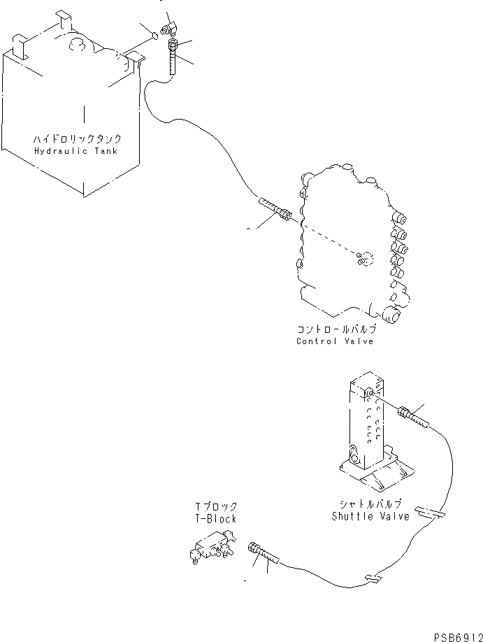 Схема запчастей Komatsu PC150-6K - РАСПРЕДЕЛИТ. КЛАПАН ЛИНИЯ (T-PORT ТРУБЫ)(№K-K999) ГИДРАВЛИКА