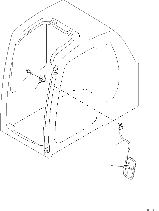 Схема запчастей Komatsu PC150-6K - ЗЕРКАЛА ЗАДН. ВИДАЛЕВ. ЧАСТИ КОРПУСА
