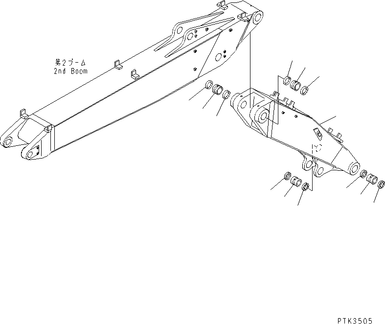 Схема запчастей Komatsu PC150-6K - ПЕРВ. СТРЕЛА (ДЛЯ 2-СЕКЦИОНН. СТРЕЛЫ)(№K-) РАБОЧЕЕ ОБОРУДОВАНИЕ