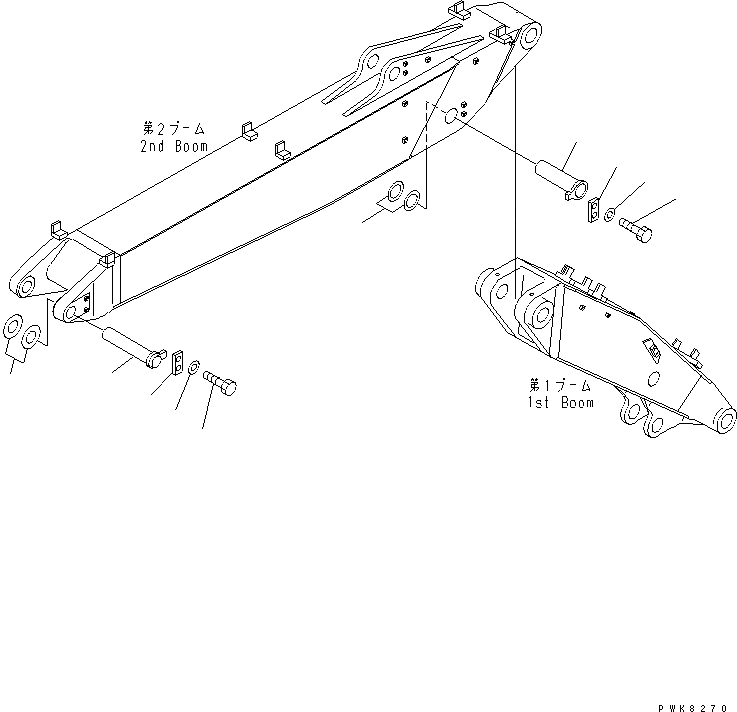 Схема запчастей Komatsu PC150-6K - ВТОР. СТРЕЛА (ПАЛЕЦ) (ДЛЯ 2-СЕКЦИОНН. СТРЕЛЫ)(№K-) РАБОЧЕЕ ОБОРУДОВАНИЕ