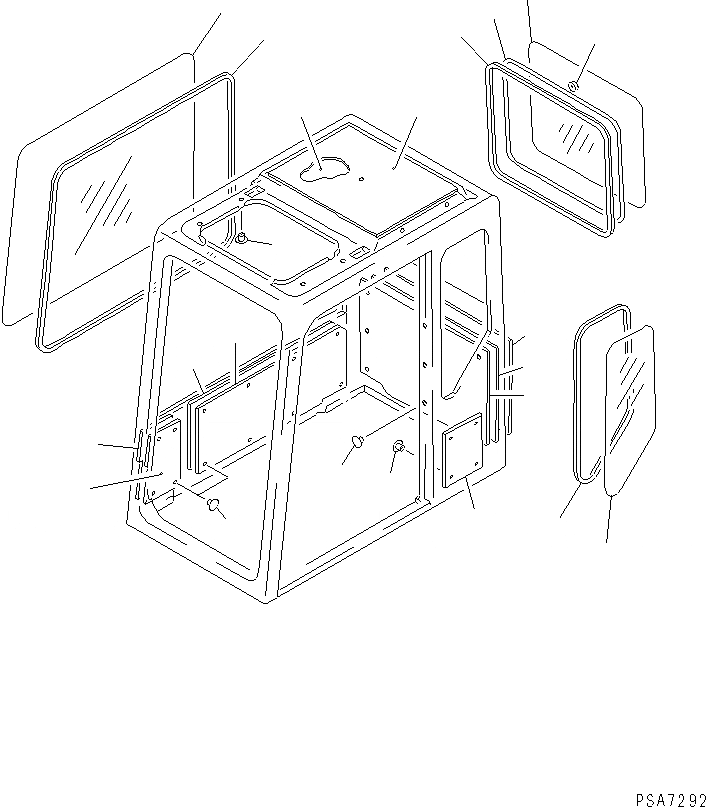 Схема запчастей Komatsu PC150HD-5K - КАБИНА (БОКОВОЕ И ЗАДНЕЕ СТЕКЛА) (/) ЧАСТИ КОРПУСА