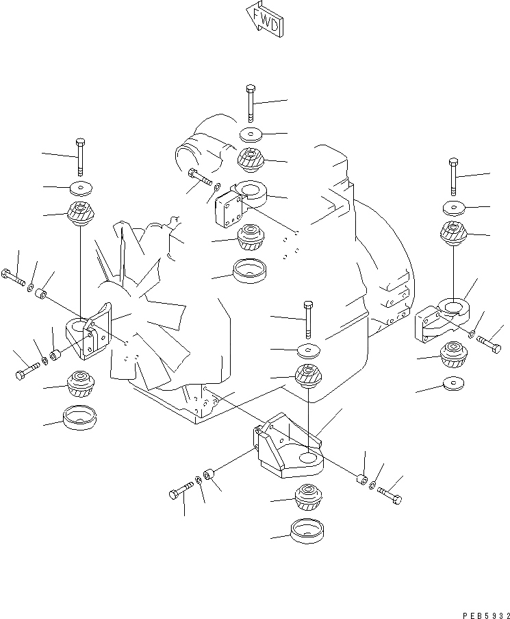 Схема запчастей Komatsu PC150LC-6K - КРЕПЛЕНИЕ ДВИГАТЕЛЯ КОМПОНЕНТЫ ДВИГАТЕЛЯ