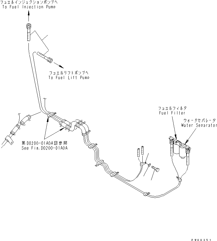 Схема запчастей Komatsu PC150LC-6K - ТОПЛИВН. ФИЛЬТР. ШЛАНГИ (С ВОДООТДЕЛИТЕЛЕМ)(№K-) ТОПЛИВН. БАК. AND КОМПОНЕНТЫ