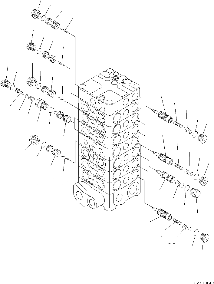 Схема запчастей Komatsu PC150LGP-6K - ОСНОВН. КЛАПАН (7-КЛАПАН) (/) ОСНОВН. КОМПОНЕНТЫ И РЕМКОМПЛЕКТЫ