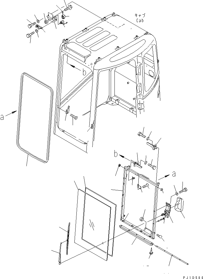 Схема запчастей Komatsu PC158USLC-2 - КАБИНА (СДВИГ. ВВЕРХ ОКНА) ОСНОВН. КОМПОНЕНТЫ И РЕМКОМПЛЕКТЫ