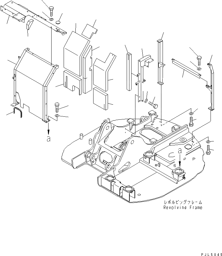 Схема запчастей Komatsu PC158USLC-2 - РАМА (/) ЧАСТИ КОРПУСА