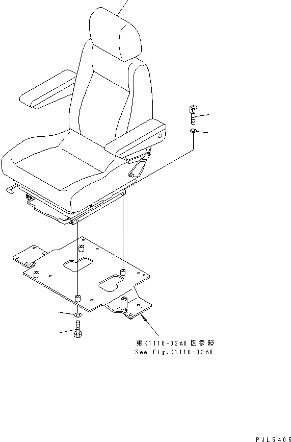 Схема запчастей Komatsu PC158US-2 - КРЕСЛО ОПЕРАТОРА (НАКЛОНЯЕМОЕ) КАБИНА ОПЕРАТОРА И СИСТЕМА УПРАВЛЕНИЯ