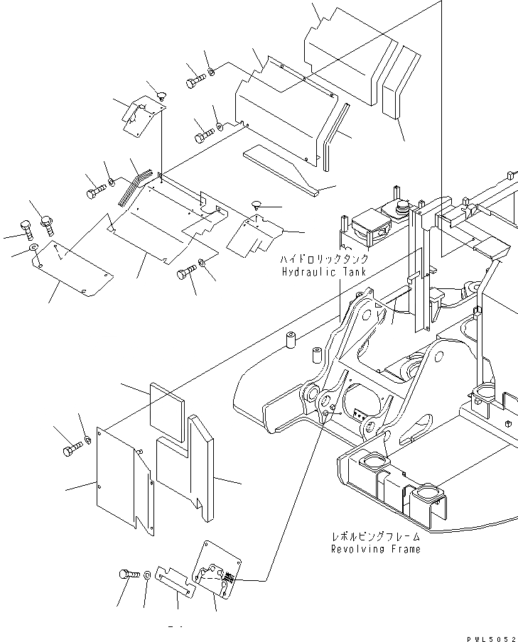 Схема запчастей Komatsu PC158US-2 - ПЕРЕГОРОДКА. COVER ЧАСТИ КОРПУСА