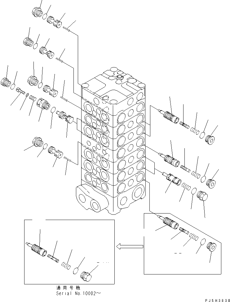 Схема запчастей Komatsu PC158US-2 - ОСНОВН. КЛАПАН (7-КЛАПАН) (/) (ДЛЯ НАВЕСН. ОБОРУД.) ОСНОВН. КОМПОНЕНТЫ И РЕМКОМПЛЕКТЫ