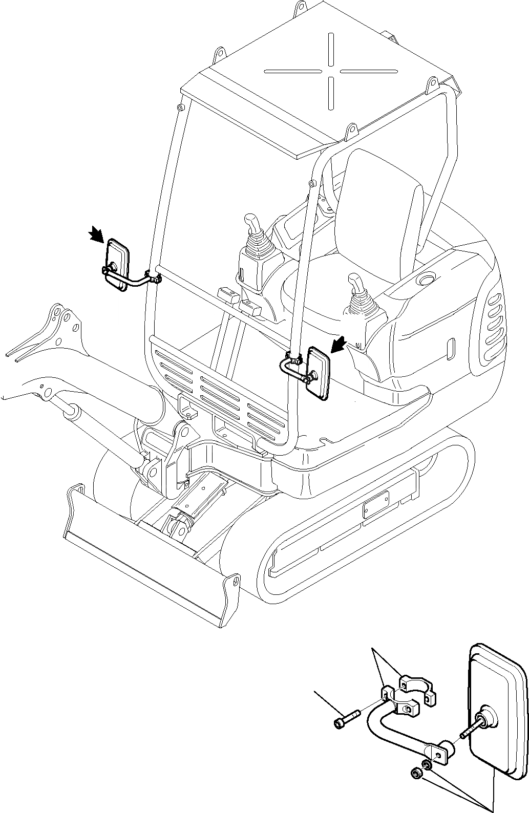 Схема запчастей Komatsu PC15R-8 DELUXE - MIRRORS' ГРУППА ЧАСТИ КОРПУСА И КАБИНА