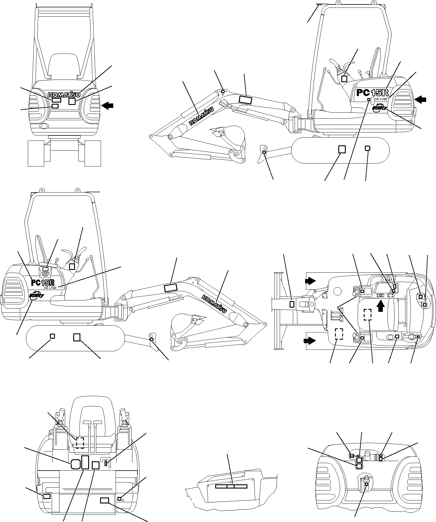 Схема запчастей Komatsu PC15R-8 DELUXE - МАРКИРОВКА (НАВЕС) МАРКИРОВКА