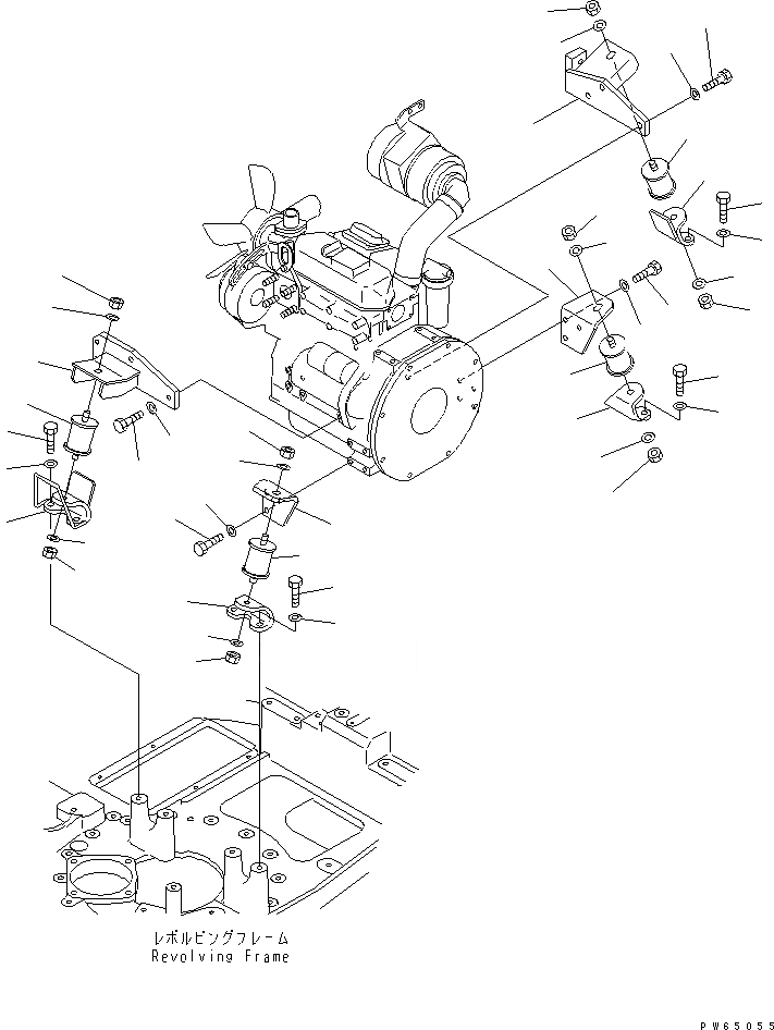 Схема запчастей Komatsu PC15MR-1 - КРЕПЛЕНИЕ ДВИГАТЕЛЯ КОМПОНЕНТЫ ДВИГАТЕЛЯ
