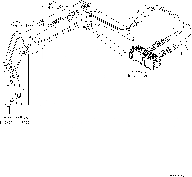 Схема запчастей Komatsu PC15MR-1 - ГИДРОЛИНИЯ (РУКОЯТЬ И ЦИЛИНДР КОВША) ГИДРАВЛИКА