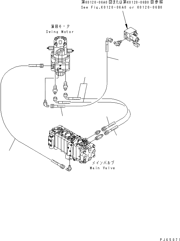 Схема запчастей Komatsu PC15MR-1 - ГИДРОЛИНИЯ (МОТОР ПОВОРОТА ЛИНИЯ) ГИДРАВЛИКА