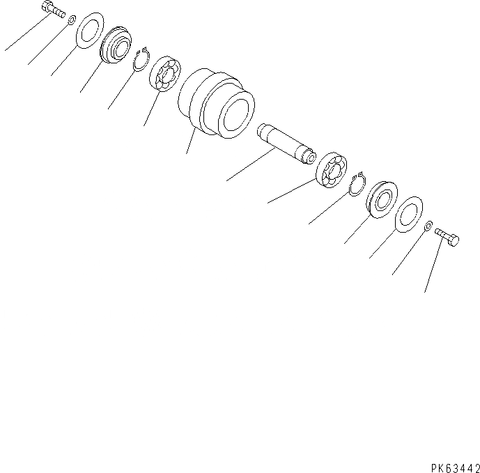 Схема запчастей Komatsu PC15MR-1 - ОПОРНЫЙ КАТОК (ДЛЯ РЕЗИН. SHOE) ХОДОВАЯ