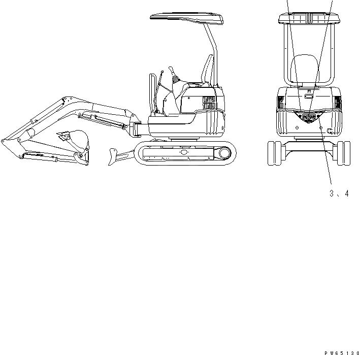 Схема запчастей Komatsu PC15MR-1 - МАРКИРОВКА (ДЛЯ ПРОТИВОВЕС) (MR) МАРКИРОВКА