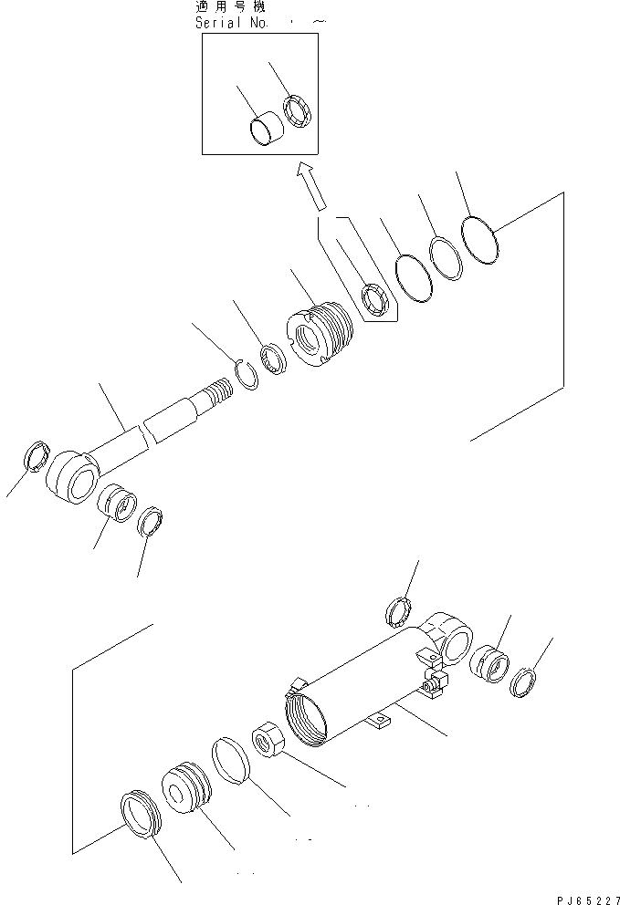 Схема запчастей Komatsu PC15MR-1 - ЦИЛИНДР ОТВАЛА (ВНУТР. ЧАСТИ) ОСНОВН. КОМПОНЕНТЫ И РЕМКОМПЛЕКТЫ