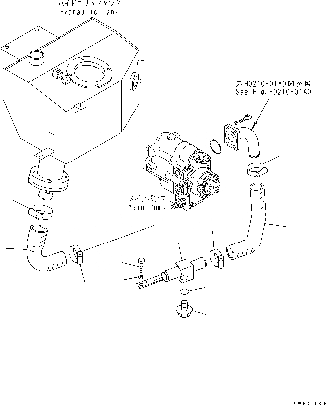 Схема запчастей Komatsu PC15MRX-1 - ГИДРОЛИНИЯ (ВСАСЫВ. ЛИНИЯ) ГИДРАВЛИКА