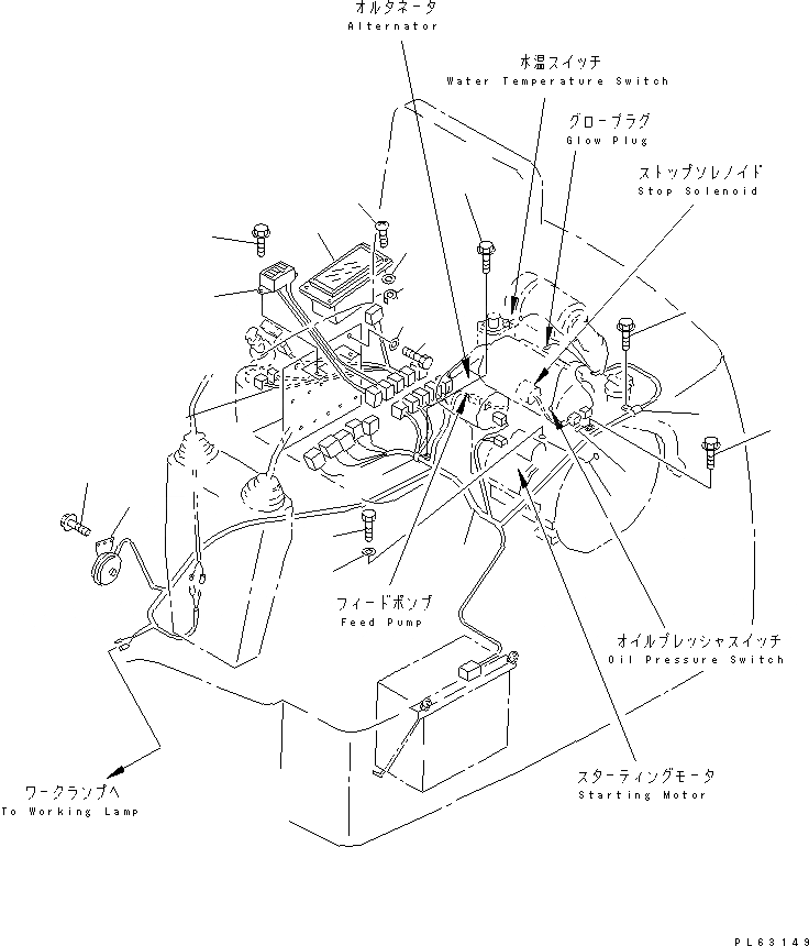 Схема запчастей Komatsu PC15R-8 - ЭЛЕКТР. ЭЛЕКТРОПРОВОДКА (ДВИГАТЕЛЬ И ЛИНИЯ ПАНЕЛИ ПРИБОРОВ) ЭЛЕКТРИКА