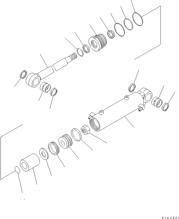 Схема запчастей Komatsu PC15R-8 - ЦИЛИНДР ОТВАЛА (ВНУТР. ЧАСТИ) ОСНОВН. КОМПОНЕНТЫ И РЕМКОМПЛЕКТЫ