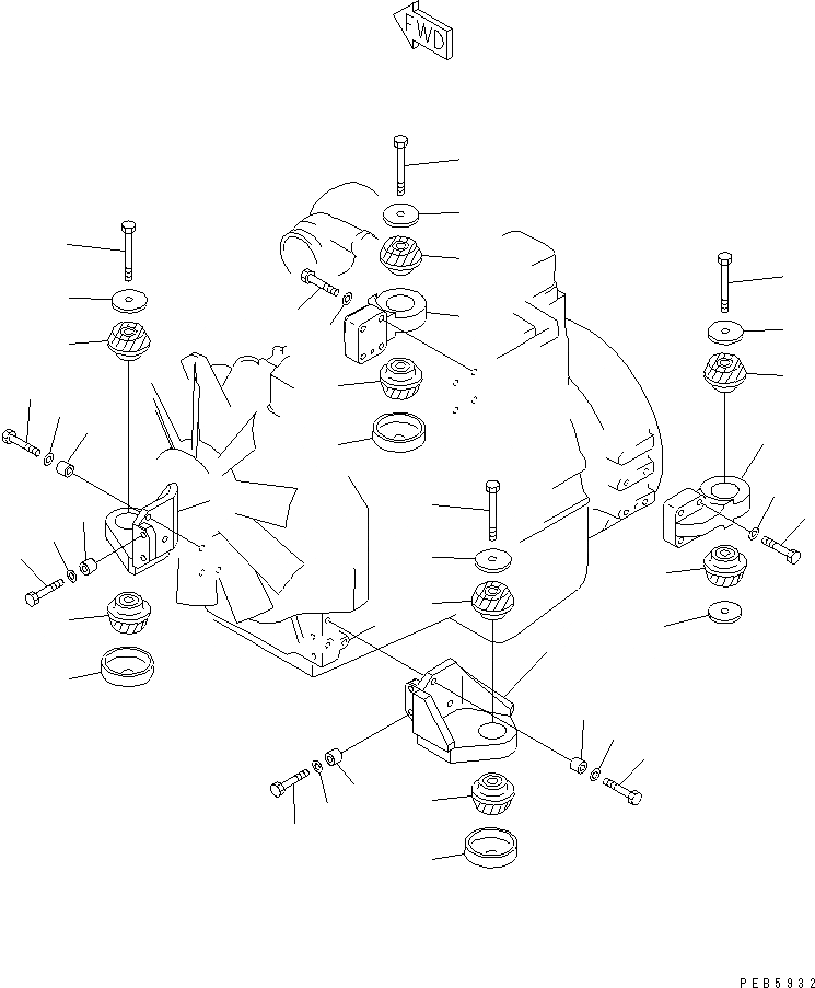 Схема запчастей Komatsu PC160-6K - КРЕПЛЕНИЕ ДВИГАТЕЛЯ КОМПОНЕНТЫ ДВИГАТЕЛЯ
