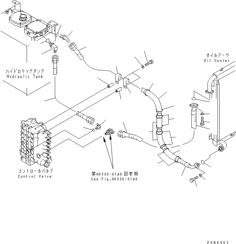 Схема запчастей Komatsu PC160-6K - МАСЛООХЛАДИТЕЛЬ ЛИНИЯ(№K-K999) ГИДРАВЛИКА