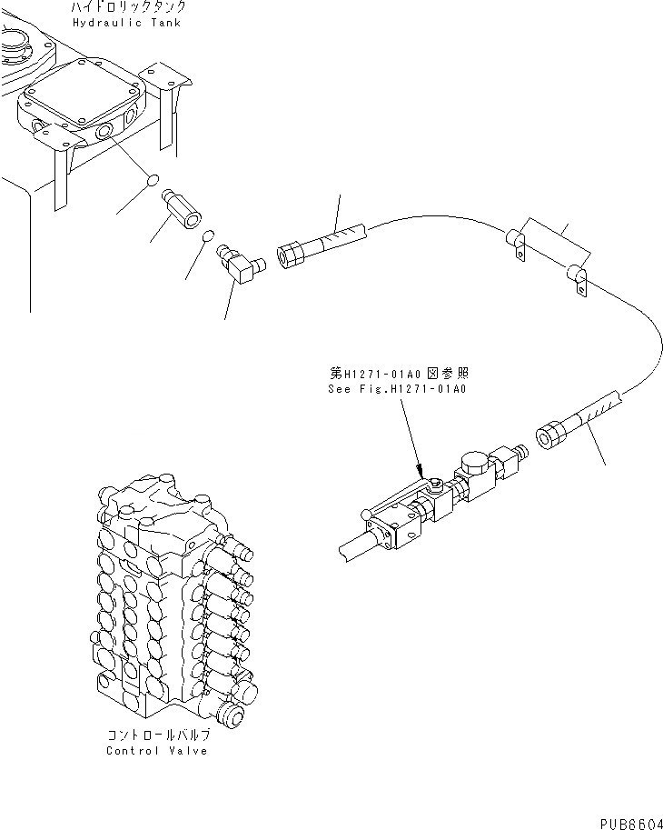 Схема запчастей Komatsu PC160-6K - ВОЗВРАТНАЯ ЛИНИЯ(ШЛАНГИ)(№K-K) ГИДРАВЛИКА