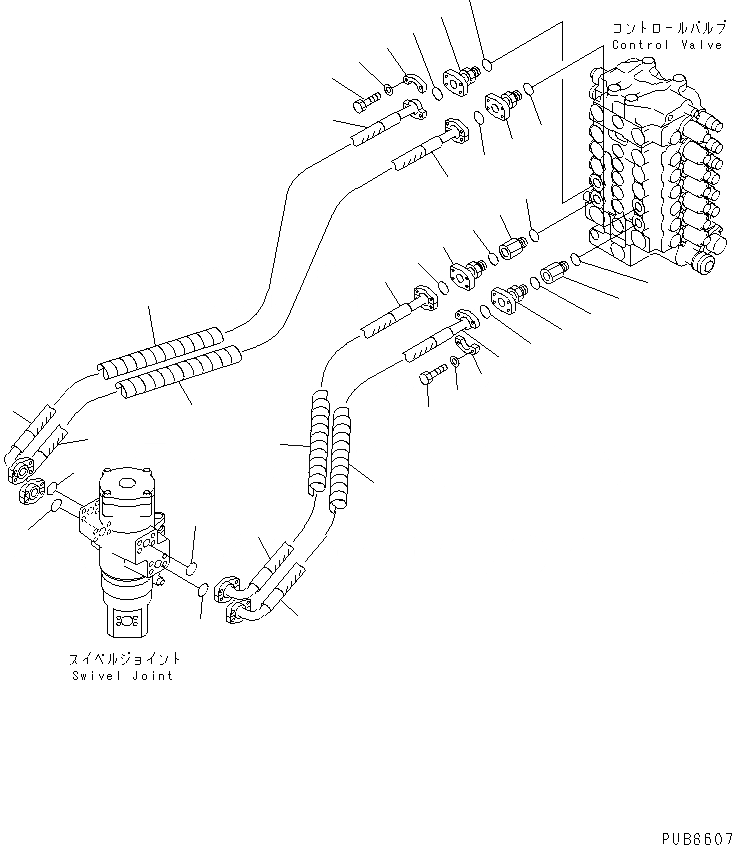 Схема запчастей Komatsu PC160-6K - ЛИНИЯ ХОДА(№K-K999) ГИДРАВЛИКА