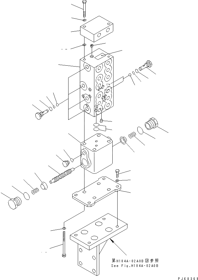 Схема запчастей Komatsu PC160-6K - РАСПРЕД. И УРОВНИТЕЛЬН. КЛАПАНА(№K-) ГИДРАВЛИКА