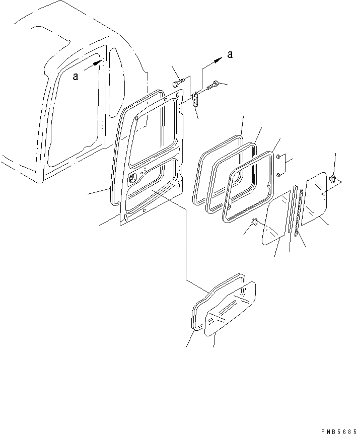 Схема запчастей Komatsu PC160-6K - КАБИНА (ДВЕРЬ)(№K-) КАБИНА ОПЕРАТОРА И СИСТЕМА УПРАВЛЕНИЯ