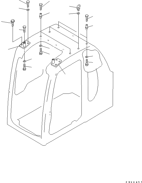 Схема запчастей Komatsu PC160-6K - КАБИНА (ВНУТР. HANDRAIL)(№K-K) КАБИНА ОПЕРАТОРА И СИСТЕМА УПРАВЛЕНИЯ