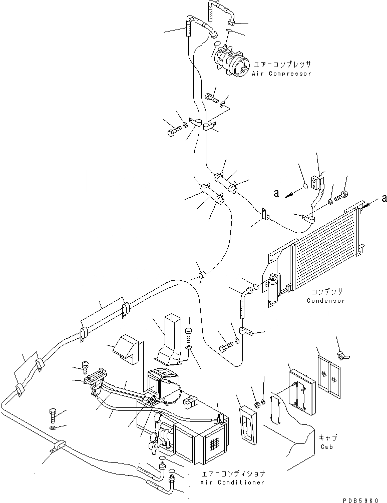 Схема запчастей Komatsu PC160-6K - КОНДИЦ. ВОЗДУХА (ЛИНИЯ ОХЛАЖДЕНИЯ)(№K-K8) КАБИНА ОПЕРАТОРА И СИСТЕМА УПРАВЛЕНИЯ