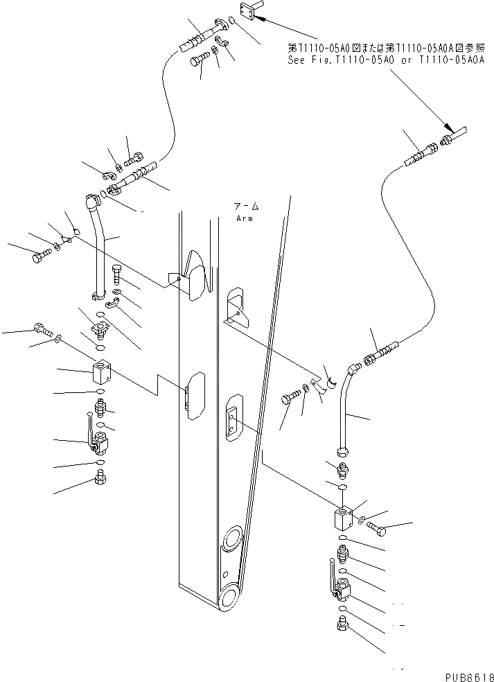 Схема запчастей Komatsu PC160-6K - РУКОЯТЬ (.8M) (ДОПОЛН. ГИДРОЛИНИЯ) (ДЛЯ МОЛОТА)(№K-K) РАБОЧЕЕ ОБОРУДОВАНИЕ