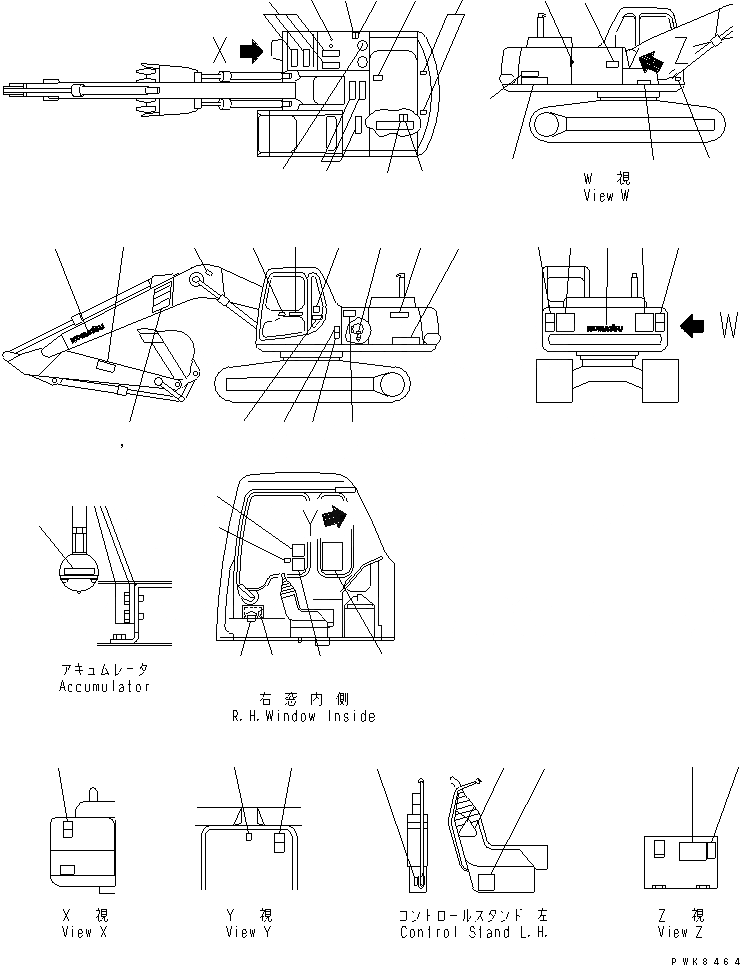 Схема запчастей Komatsu PC160-6K - ТАБЛИЧКИ (АНГЛ.)(№K-) МАРКИРОВКА