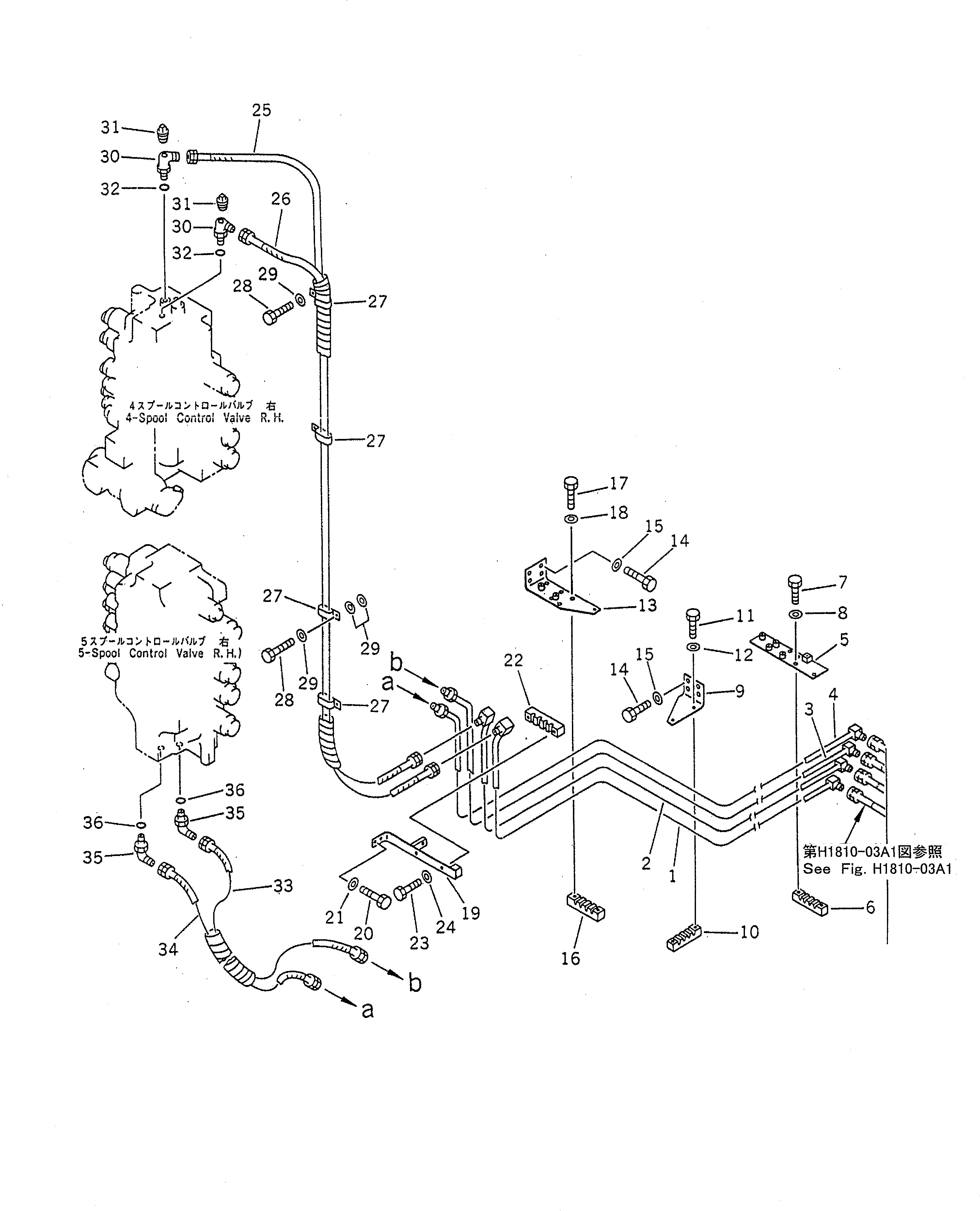 Схема запчастей Komatsu PC1600-1 - OLSS ТРУБЫ (/) (AGC СПЕЦ-Я.)(№-) ГИДРАВЛИКА