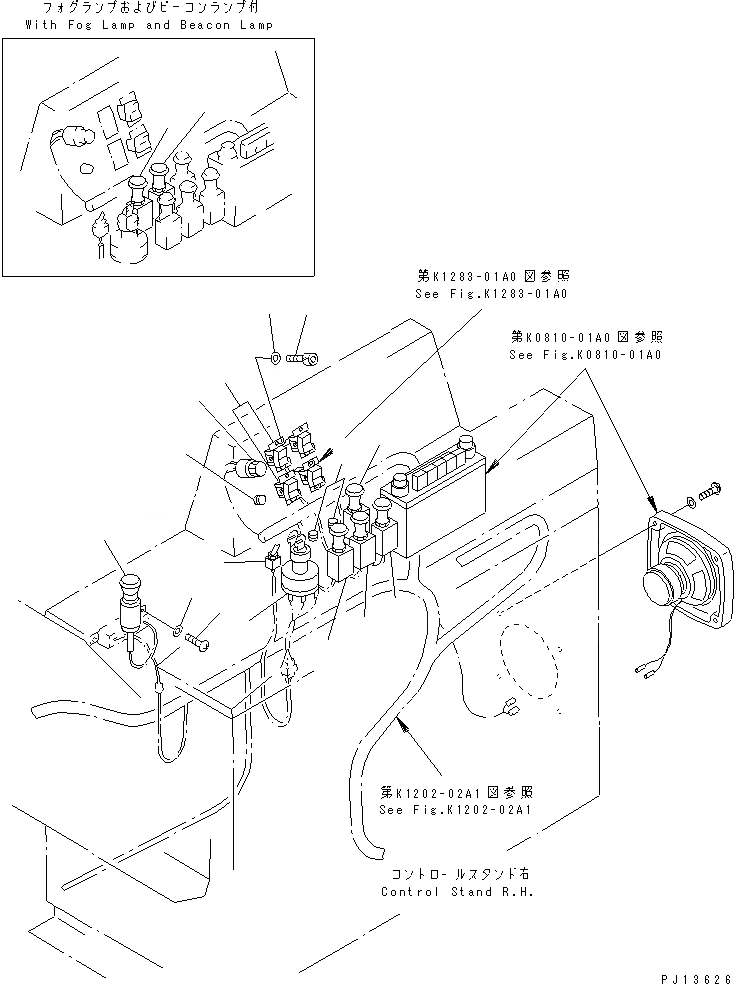 Схема запчастей Komatsu PC1600-1 - ПАНЕЛЬ ПРИБОРОВ (/) (ДЛЯ ПОГРУЗ.) (С -POSITION АВТОМАТИЧ.    COMPENSATION) КАБИНА ОПЕРАТОРА И СИСТЕМА УПРАВЛЕНИЯ