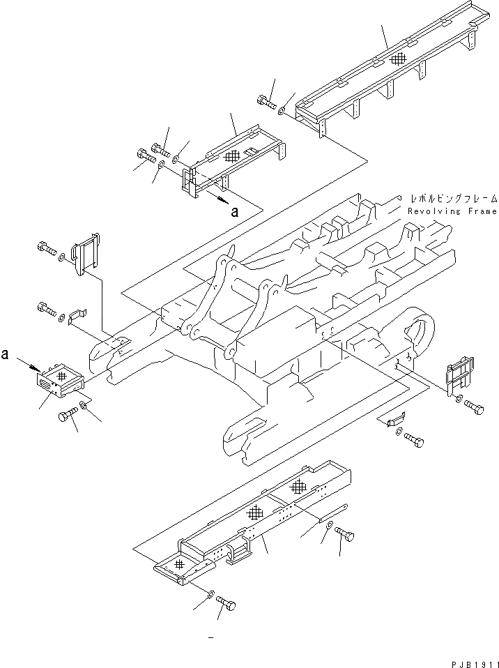 Схема запчастей Komatsu PC1600-1 - БОКОВ. СТУПЕНЬКА (AGC СПЕЦ-Я.)(№-) ЧАСТИ КОРПУСА