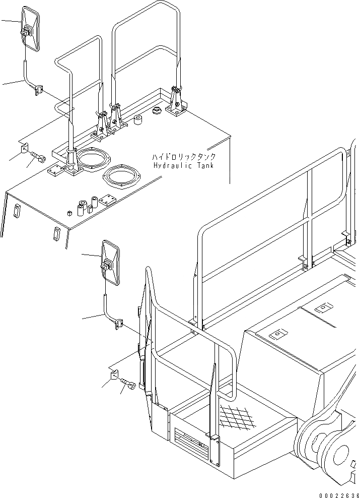 Схема запчастей Komatsu PC1600-1 - ЗЕРКАЛА ЗАДН. ВИДА(ПРАВ.)(№9-) ЧАСТИ КОРПУСА