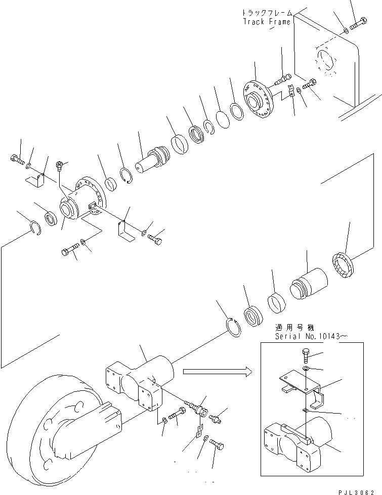 Схема запчастей Komatsu PC1600-1 - ОПОРНЫЙ ЭЛЕМЕНТ ЛЕНИВЦА (ПРАВ.) ХОДОВАЯ