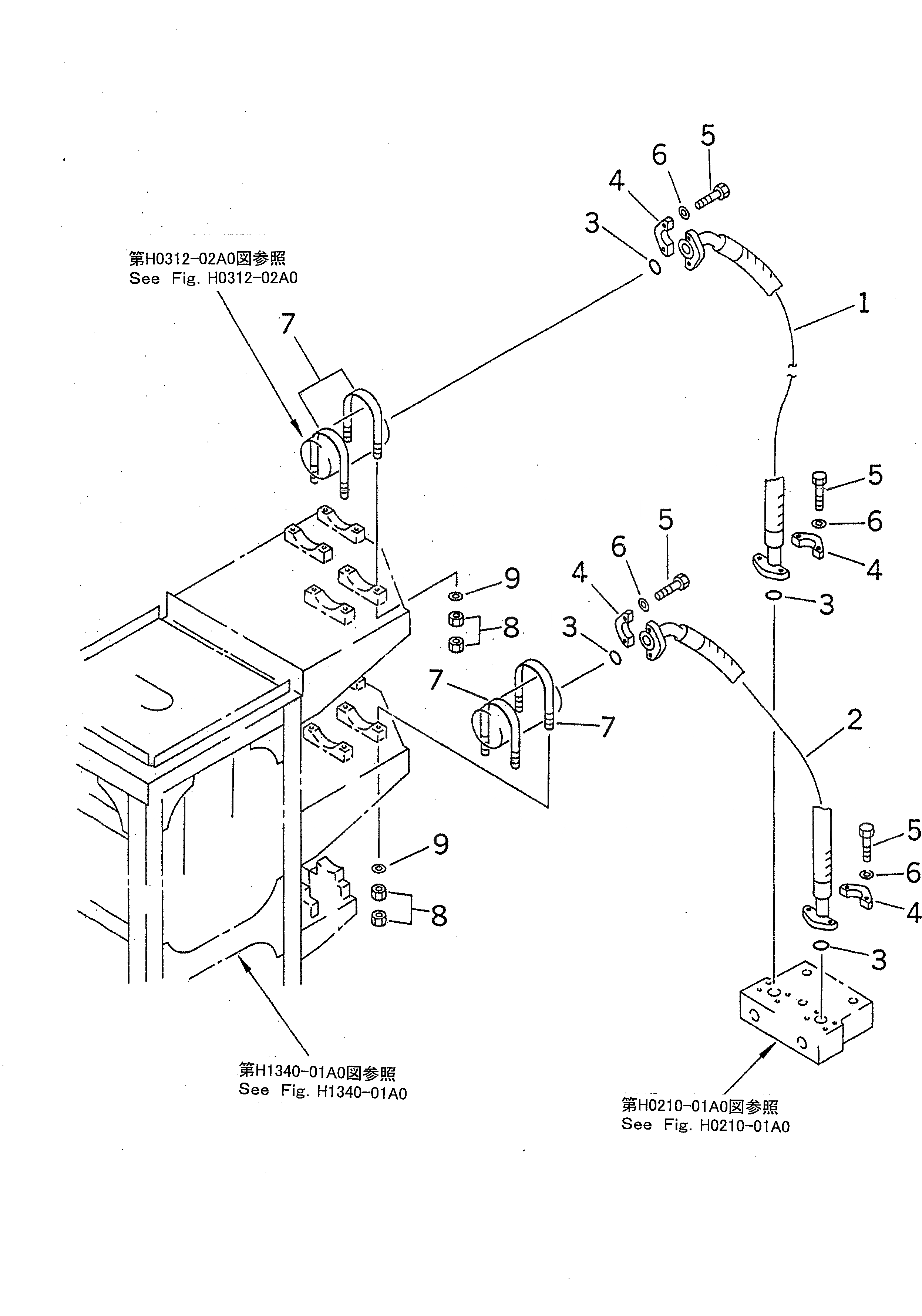 Схема запчастей Komatsu PC1600-1-A - БЛОК - ФИЛЬТР ТРУБЫ(№-) ГИДРАВЛИКА