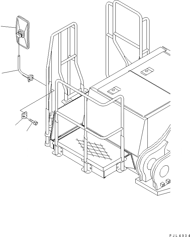 Схема запчастей Komatsu PC1600-1-A - ЗЕРКАЛА ЗАДН. ВИДА(ПРАВ.) ЧАСТИ КОРПУСА