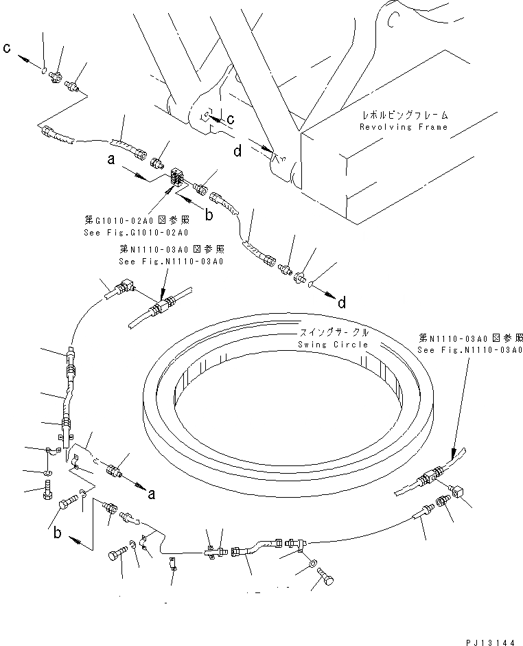 Схема запчастей Komatsu PC1600-1-A - СМАЗЫВАЮЩ. ЛИНИЯ (ШАССИ) ПОВОРОТН. КРУГ И КОМПОНЕНТЫ