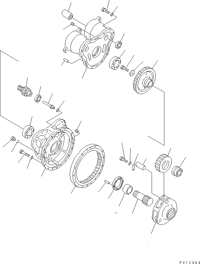 Схема запчастей Komatsu PC1600-1-A - КОРПУС КОНЕЧН. ПЕРЕДАЧИ И ЗВЕЗДОЧКА (/) НИЖНЯЯ ГИДРОЛИНИЯ И ЛИНИЯ ХОДА