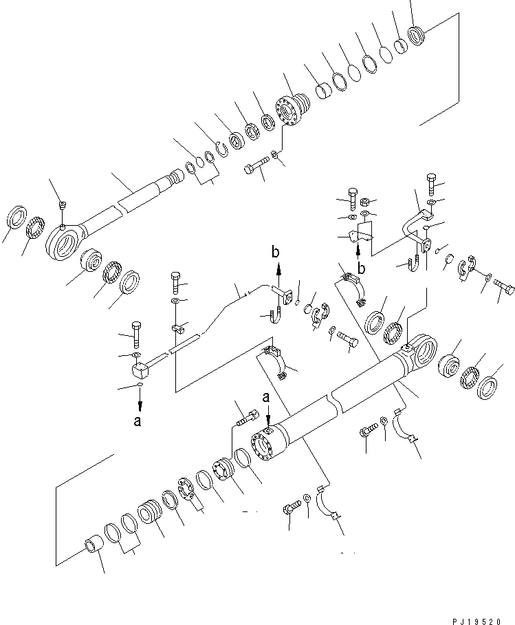 Схема запчастей Komatsu PC1600-1-A - ЦИЛИНДР КОВША(№7-) ОСНОВН. КОМПОНЕНТЫ И РЕМКОМПЛЕКТЫ